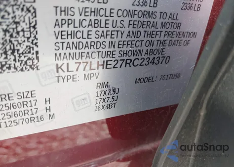 2024 Chevrolet Trax Fwd Lt from USA, damaged, VIN KL77LHE27RC234370